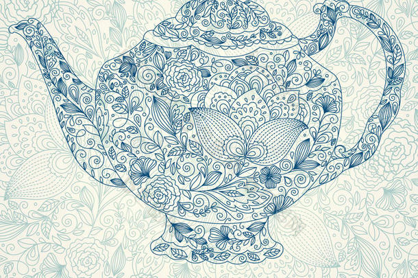 漂亮的花边茶壶
