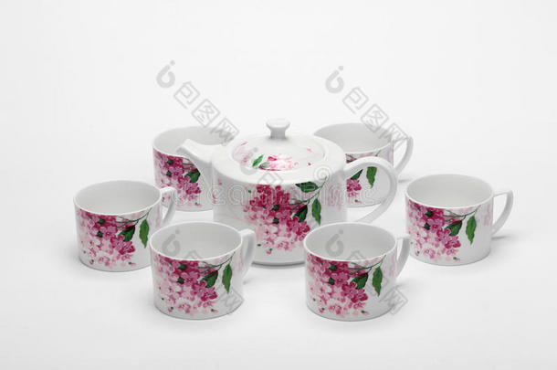 中国瓷器茶壶和茶杯