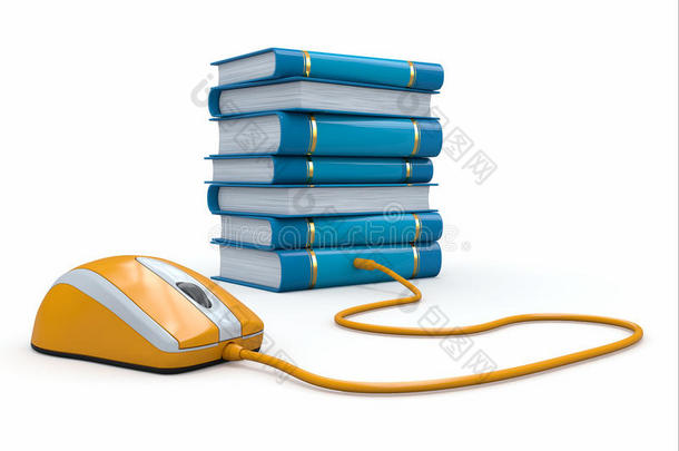 <strong>网络教育</strong>。书和电脑鼠标。