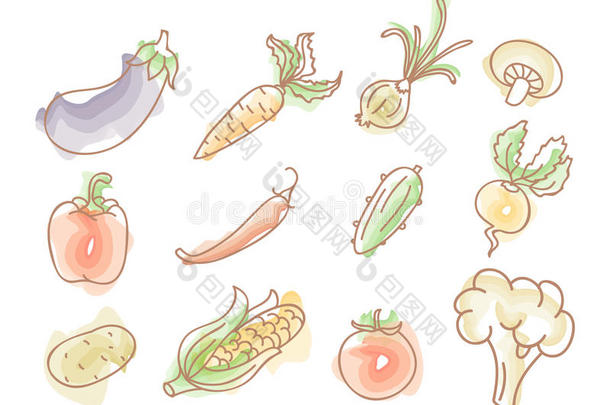 蔬菜色彩斑斓涂鸦套装