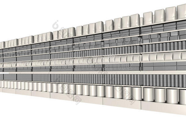 超市货架上摆放着通用产品