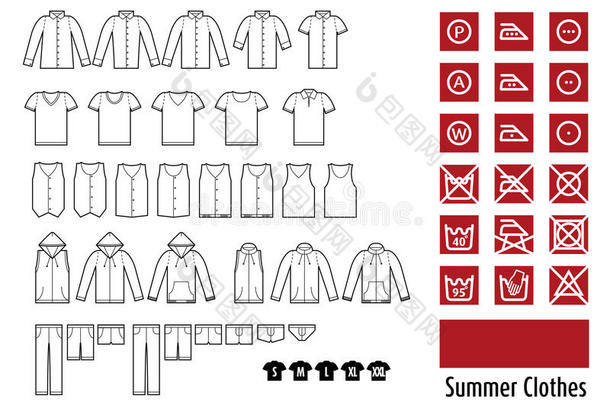 夏季服装和服装图标