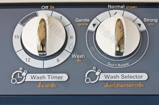 调整<strong>洗衣机</strong>的按钮。