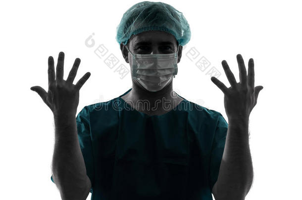 医生外科医生男子举手画像