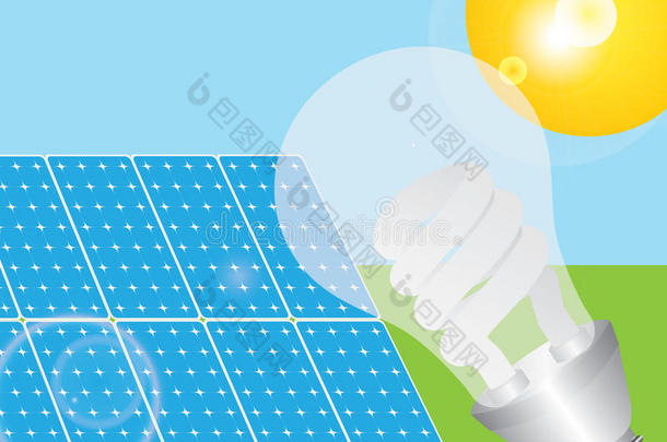 太阳能电池板和生态灯泡插图