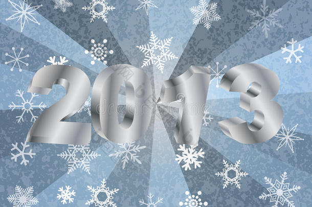 银色背景下的2013新年数字
