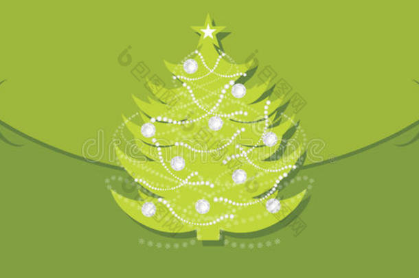圣诞冷杉装饰绿色边框