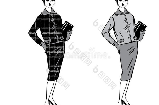 时尚的穿着女孩（20世纪50年代至60年代风格