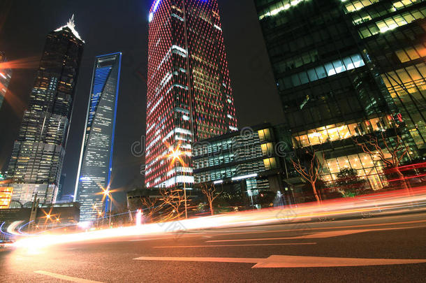 陆家嘴金融贸易区现代城市建筑夜景