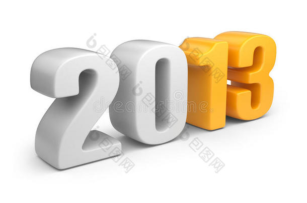 2013年新年快乐。独立的3d日历