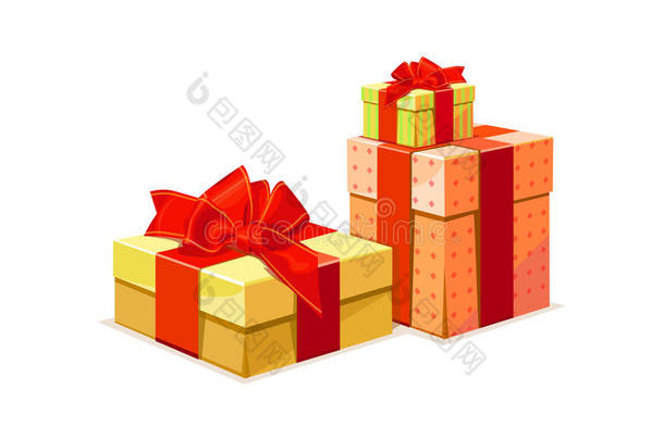 礼品盒：3种颜色的礼品盒