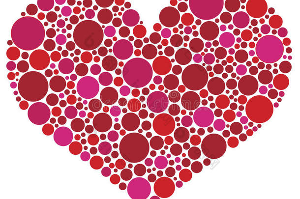 粉红色和红色圆点的情人节心脏