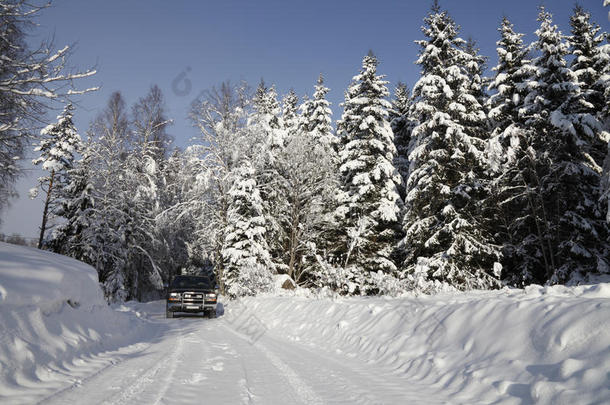 越野车，汽车，在雪地里行驶