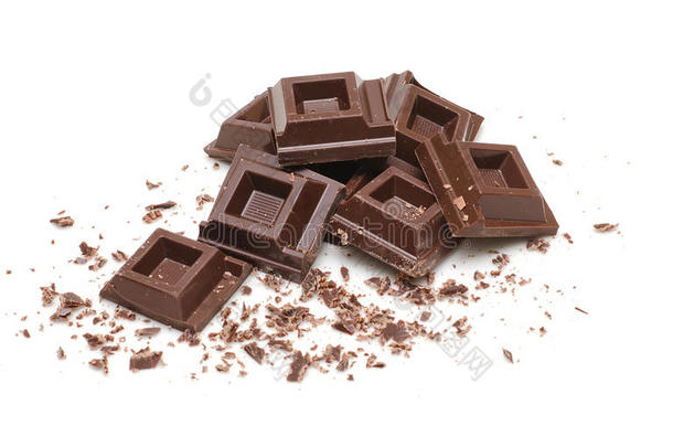 黑巧克力碎方块，白色隔离
