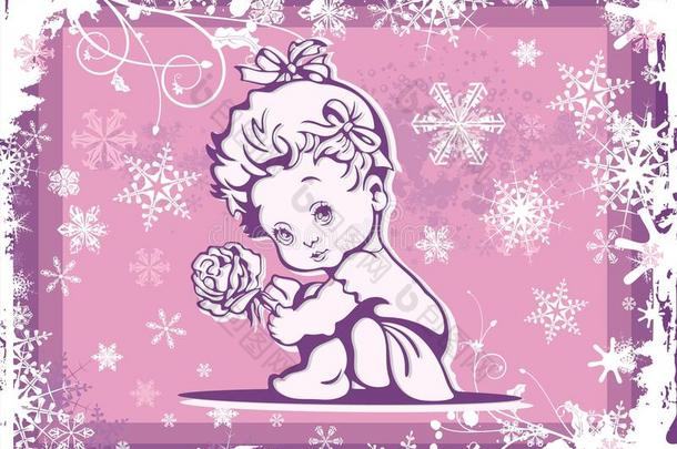 冬季图案可爱宝宝插画