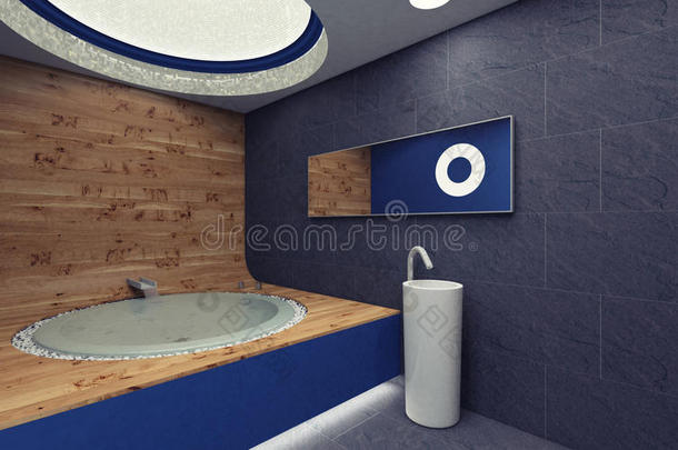 蓝色浴室