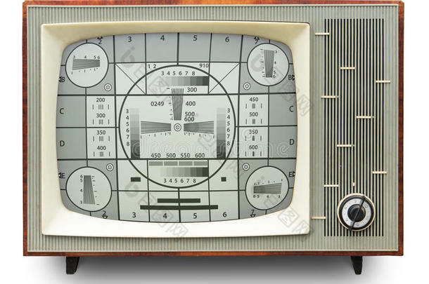 老式电视机上的电视传输测试卡