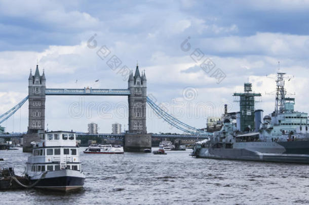 塔桥河泰晤士河英国伦敦市