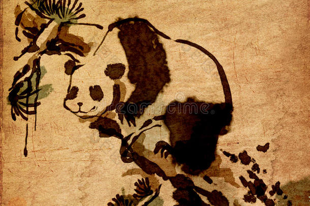 中国画动物熊猫