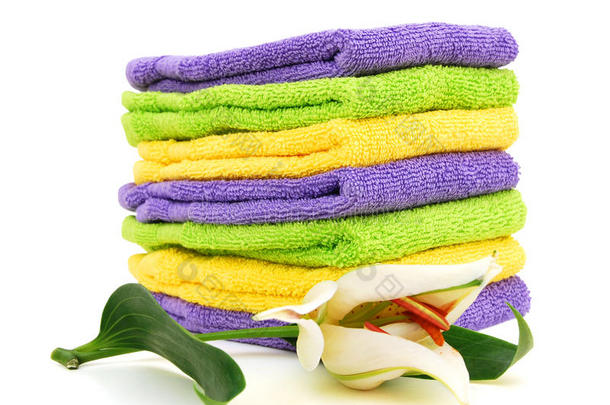 彩色叠层浴室毛巾