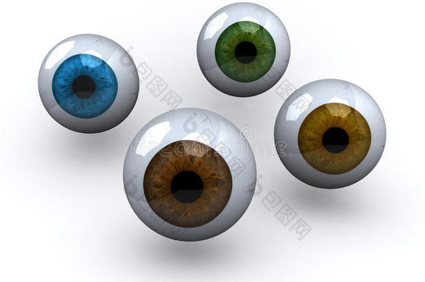 四颗不同颜色的眼球