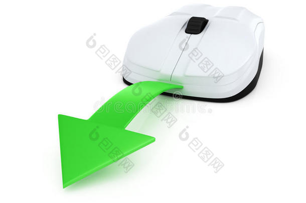 带绿色箭头的计算机鼠标