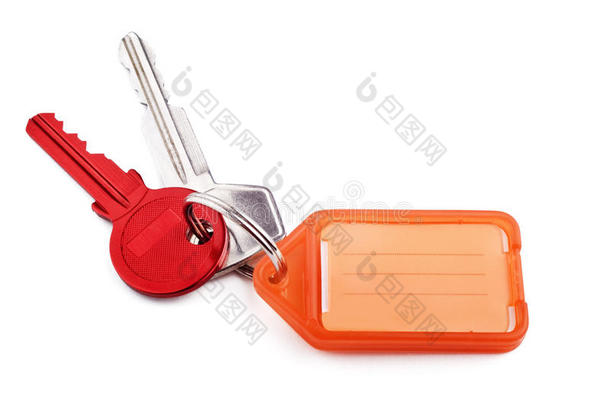 彩色钥匙和钥匙标签