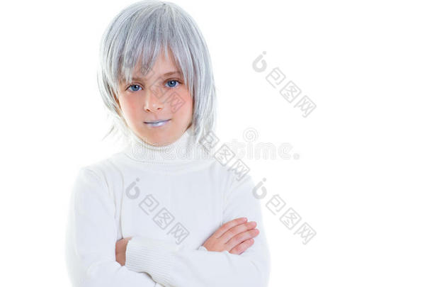 美丽的未来主义少女未来主义白发儿童