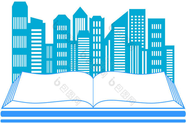 摩天大楼和书籍-房地产符号