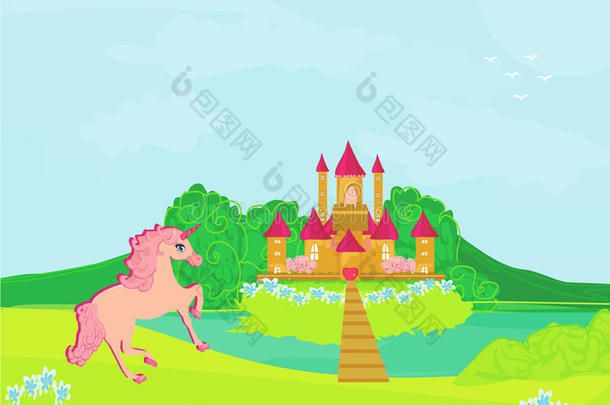 魔幻城堡与独角兽的童话景观