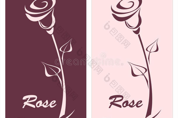 玫瑰用于标识某物或样式的明信片