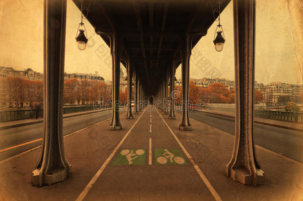 塞纳河大桥比尔哈基姆的复古<strong>风格图片</strong>