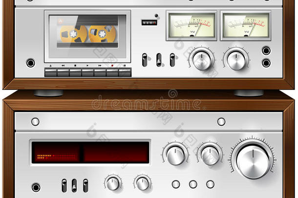 模拟音乐立体声音频小型盒式录音机，带放大器v