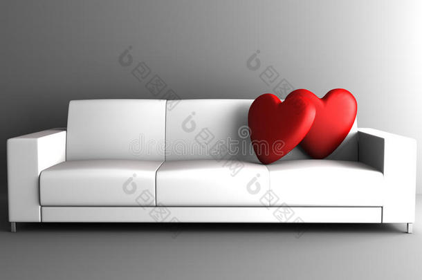 白色沙发上的红心