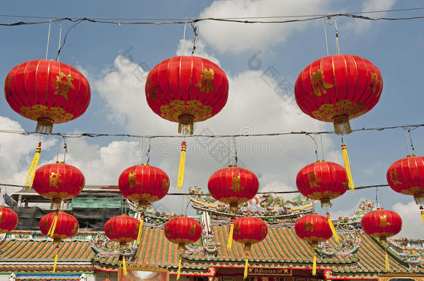 中国新年的纸灯笼，耀华拉杰中国城