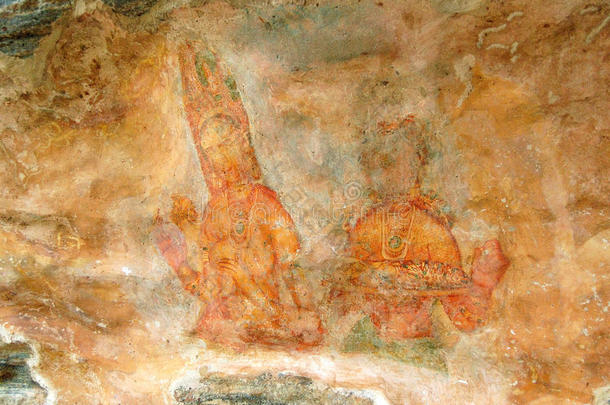 飞天仙女-墙上的古代绘画