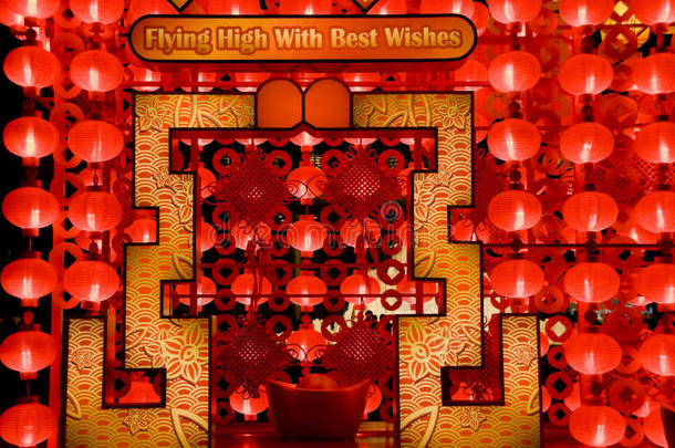 中国新年晚上的红灯笼