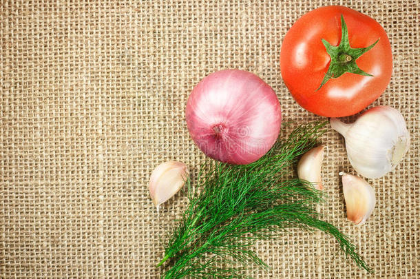 番茄、洋葱、蒜类蔬菜的袋底纹理
