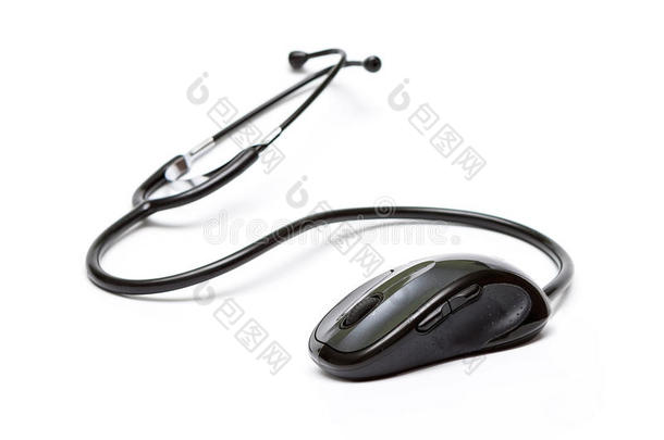 stethscope和电脑鼠标。医疗技术。