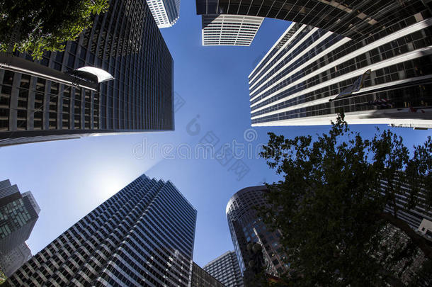 傍晚时分旧金山市中心的摩天大楼