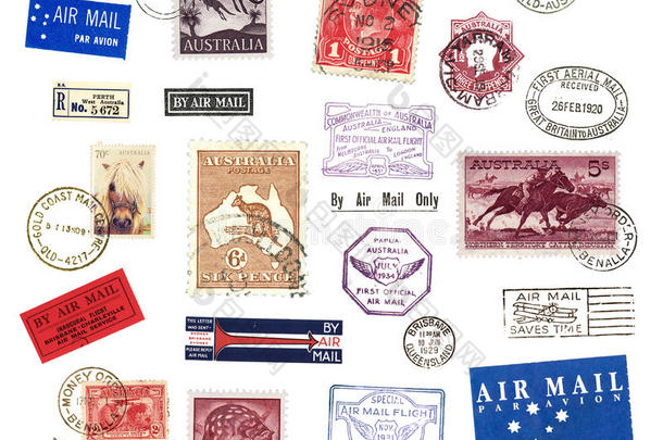 来自澳大利亚的邮票和标签