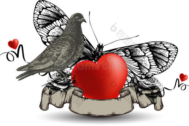 鸟、鸽、心、蝴蝶和r的象征