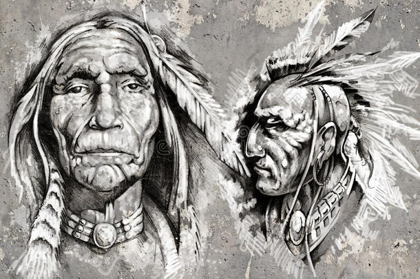 印第安人首领，酋长，复古风格