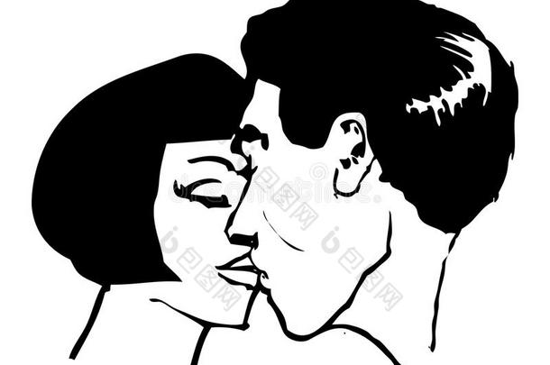 接吻男女情侣流行艺术插画