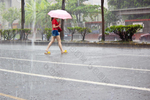 <strong>雨中撑伞</strong>的女人