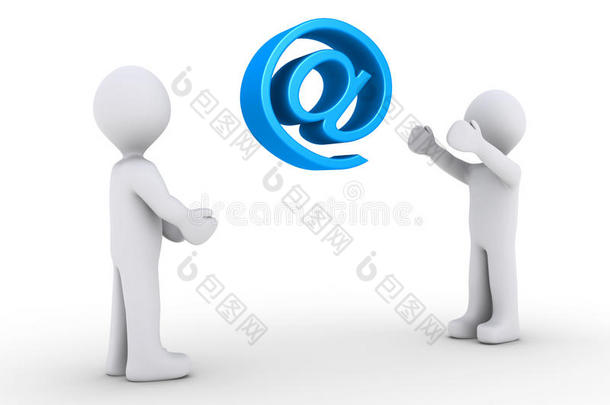 一个人正在向另一个人投掷电子邮件符号