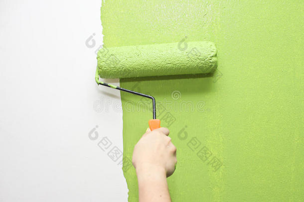 绿色手绘墙