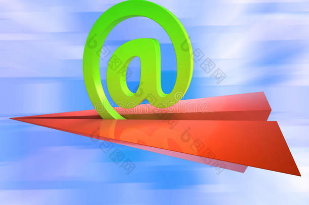 在标志处飞机显示电子邮件发送邮件