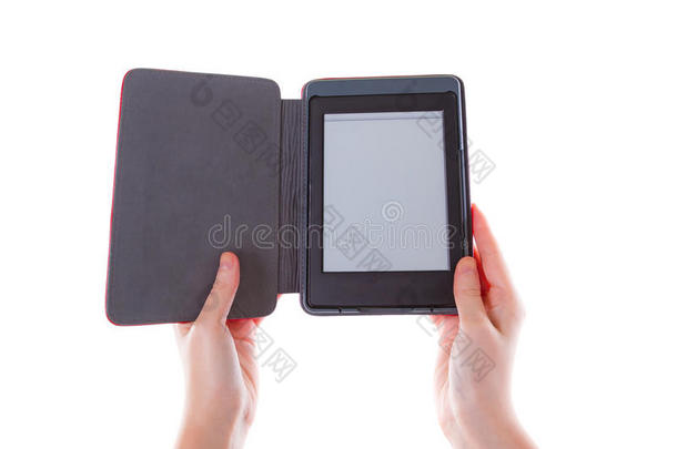电子书阅读器手中有空白屏幕