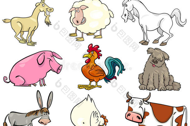 农场动物动画插画